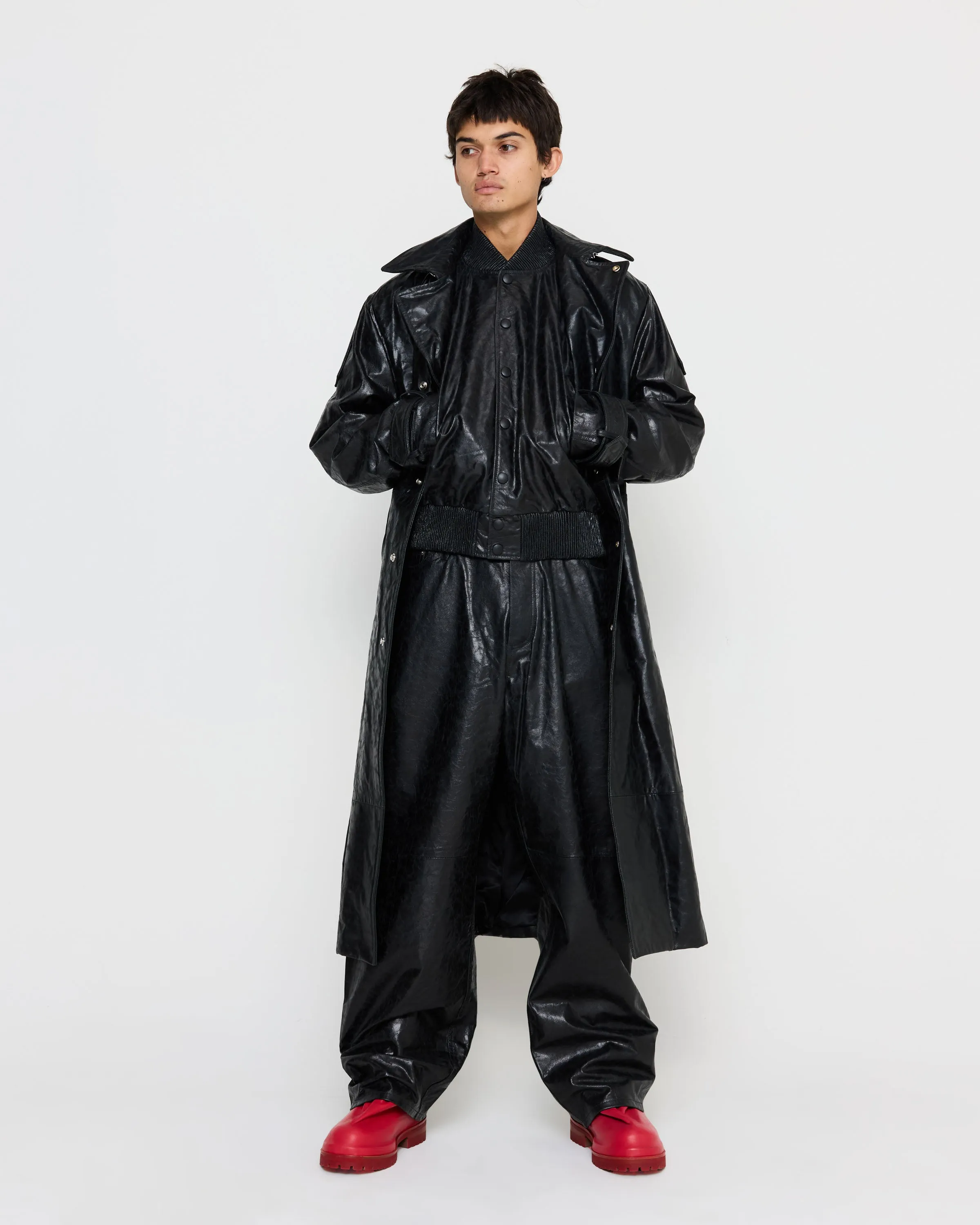 Paper Leather Trench in Black sold by 424 product image thumbnail 4