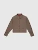 Cropped Shirt With Shoulder Pads in Plaid Brown sold by 424