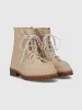 Nabuk Leather Lace-Up Marathon Boot in Cream sold by 424