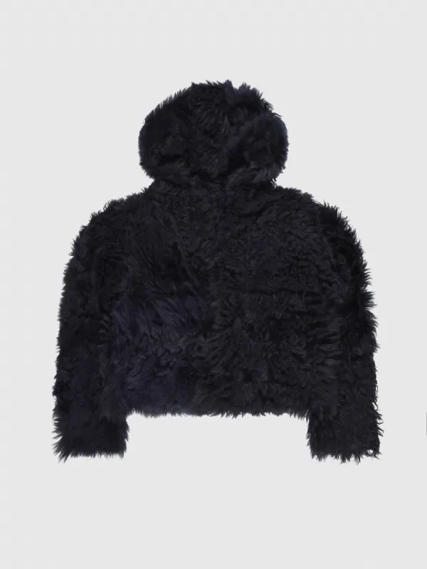 Shearling Long Hair Johan Bomber in Navy sold by 424