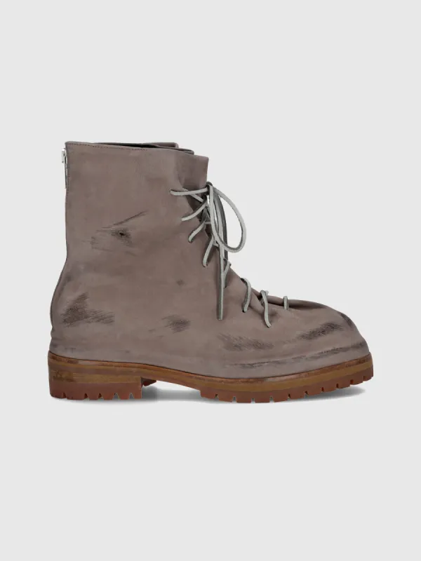 Nabuk Leather Laced Up Marathon Boot in Dusty Nude sold by 424