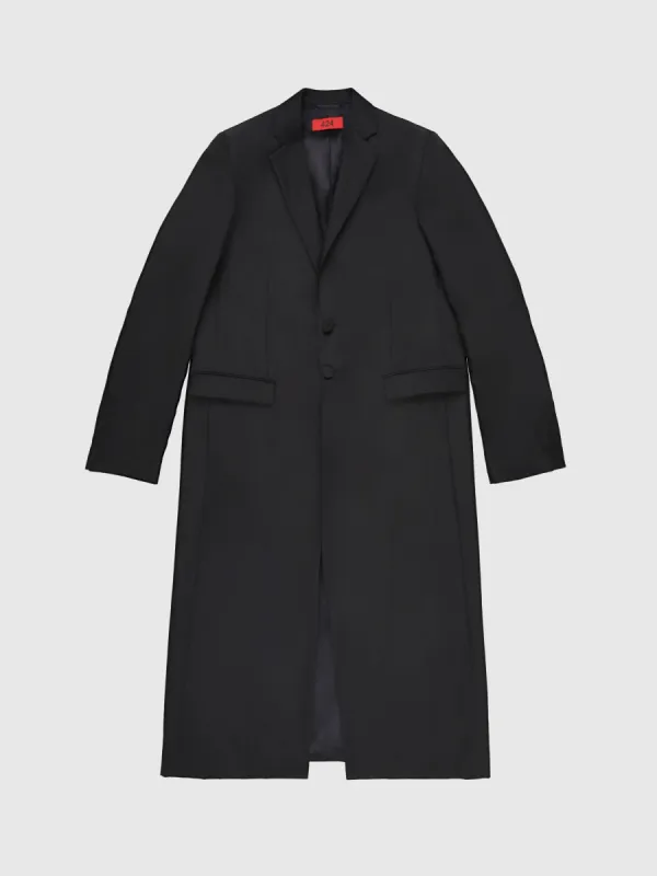 Recycled Double Organza Long Tailored Coat in Black sold by 424