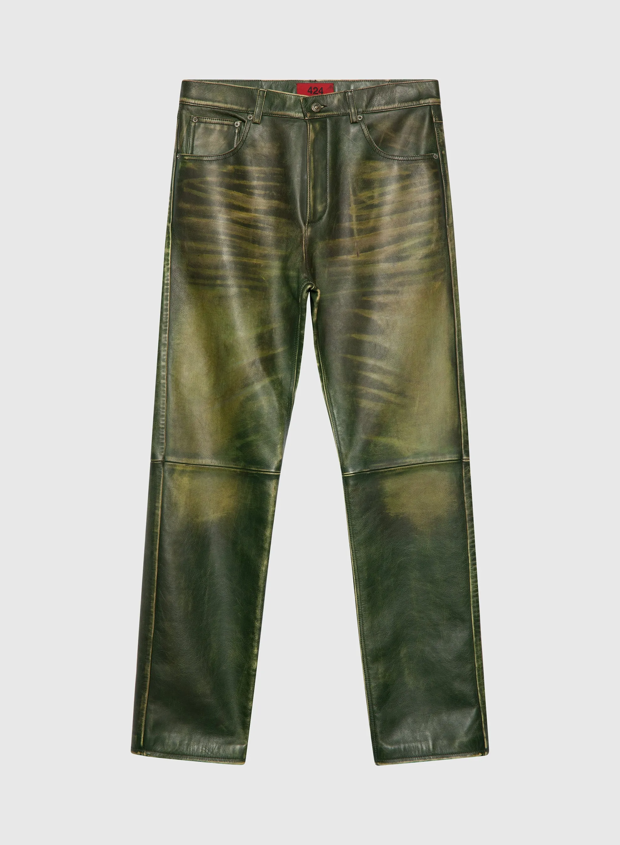 Green Leather Rub Off Pant sold by 424