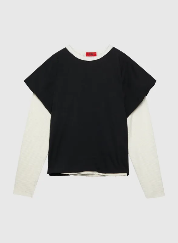 DOUBLE LAYER DISTRESSED TEE sold by 424