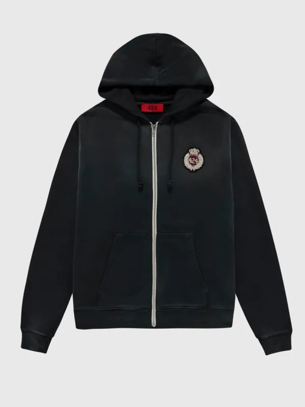 College Patch Zip-Up Hoodie in Blue | Parallel