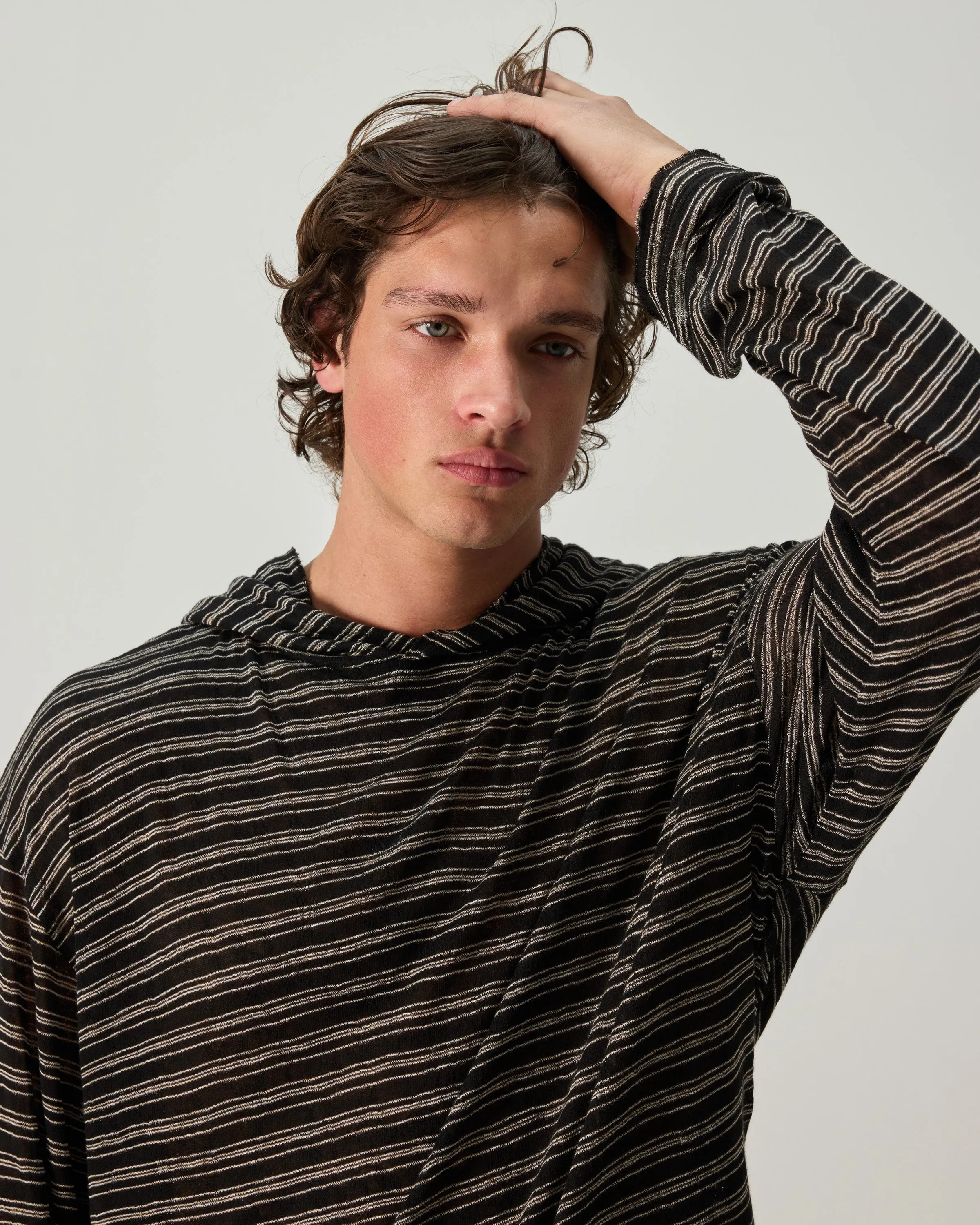 LAYERING HOODIE STRIPED LIGHTWEIGHT JERSEY sold by 424 product image thumbnail 4