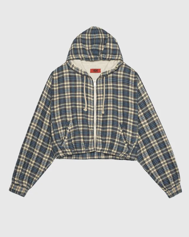 WRAPPED HOODIE EMBROIDERED FLANNEL IN SAND made by 424