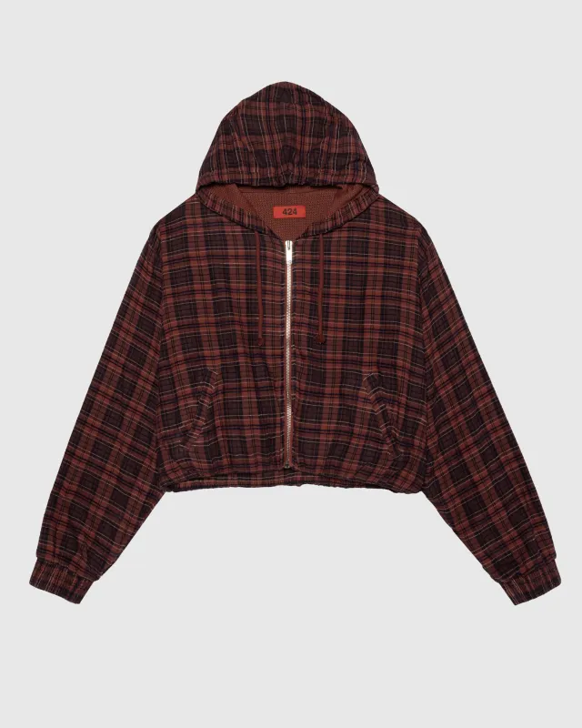 WRAPPED HOODIE EMBROIDERED FLANNEL IN RED made by 424