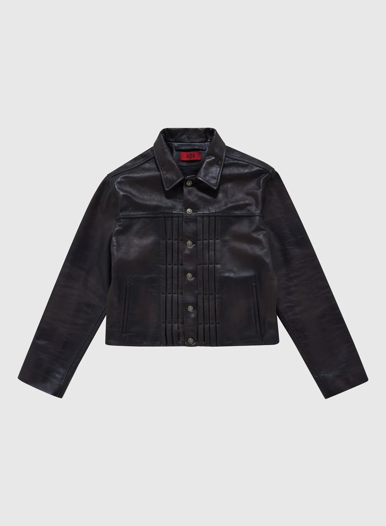 TRUCKER RUB OFF LEATHER IN BLACK sold by 424