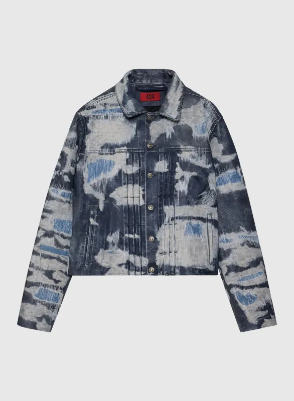 DISTRESSED TRUCKER RUB OFF LEATHER IN BLUE sold by 424