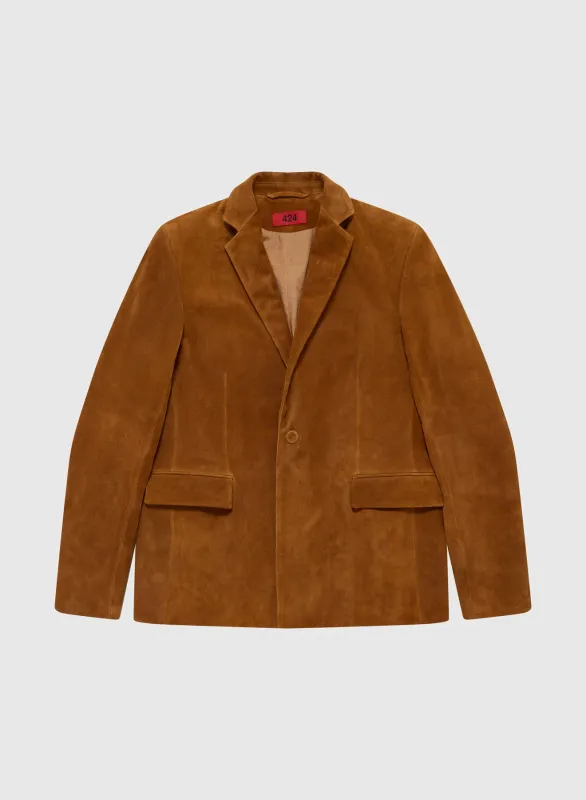 ONE BUTTON BLAZER CORDUROY LEATHER IN CARAMEL made by 424