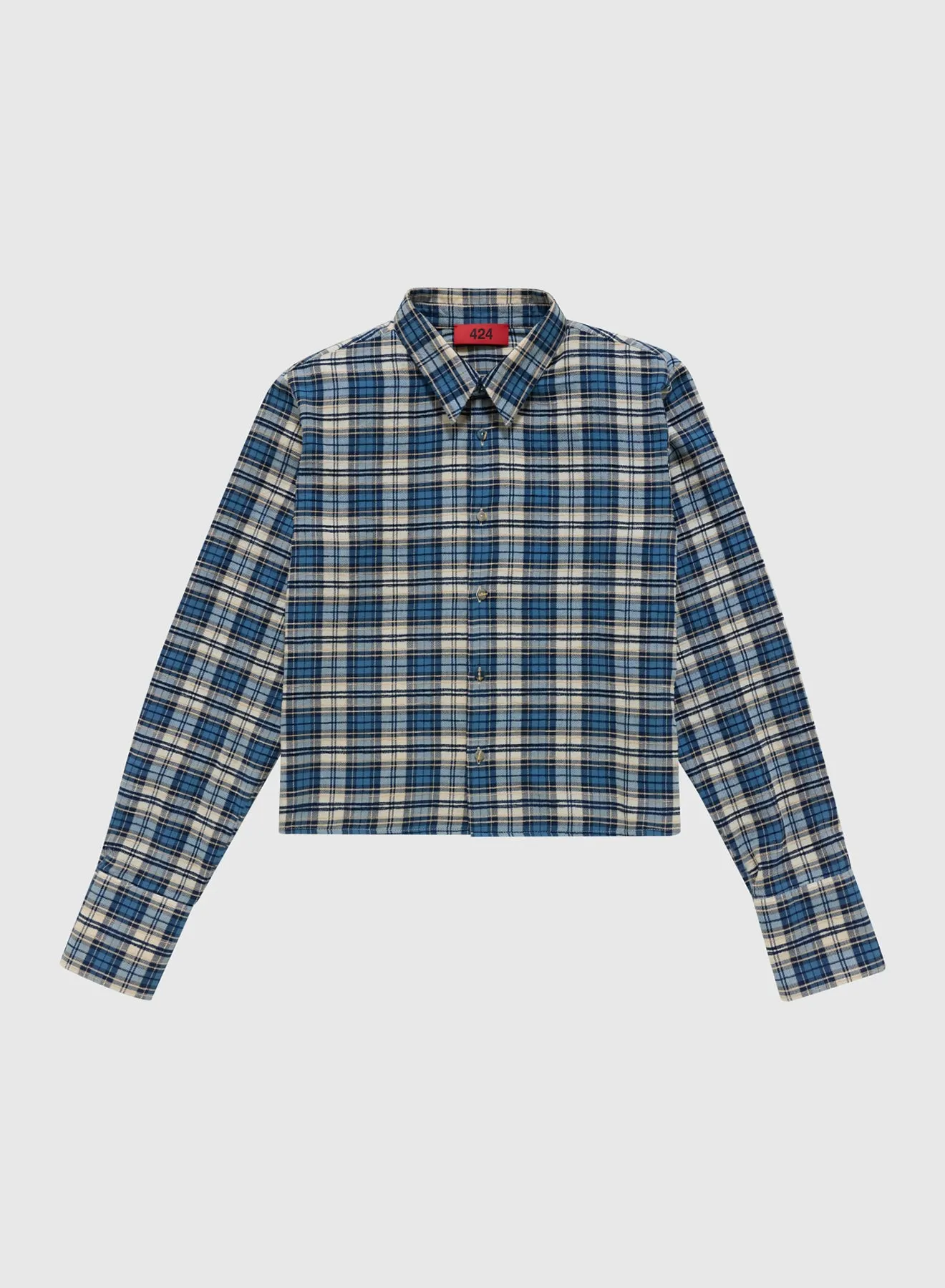 CROPPED SHIRT WITH SHOULDER PAD IN SAND sold by 424