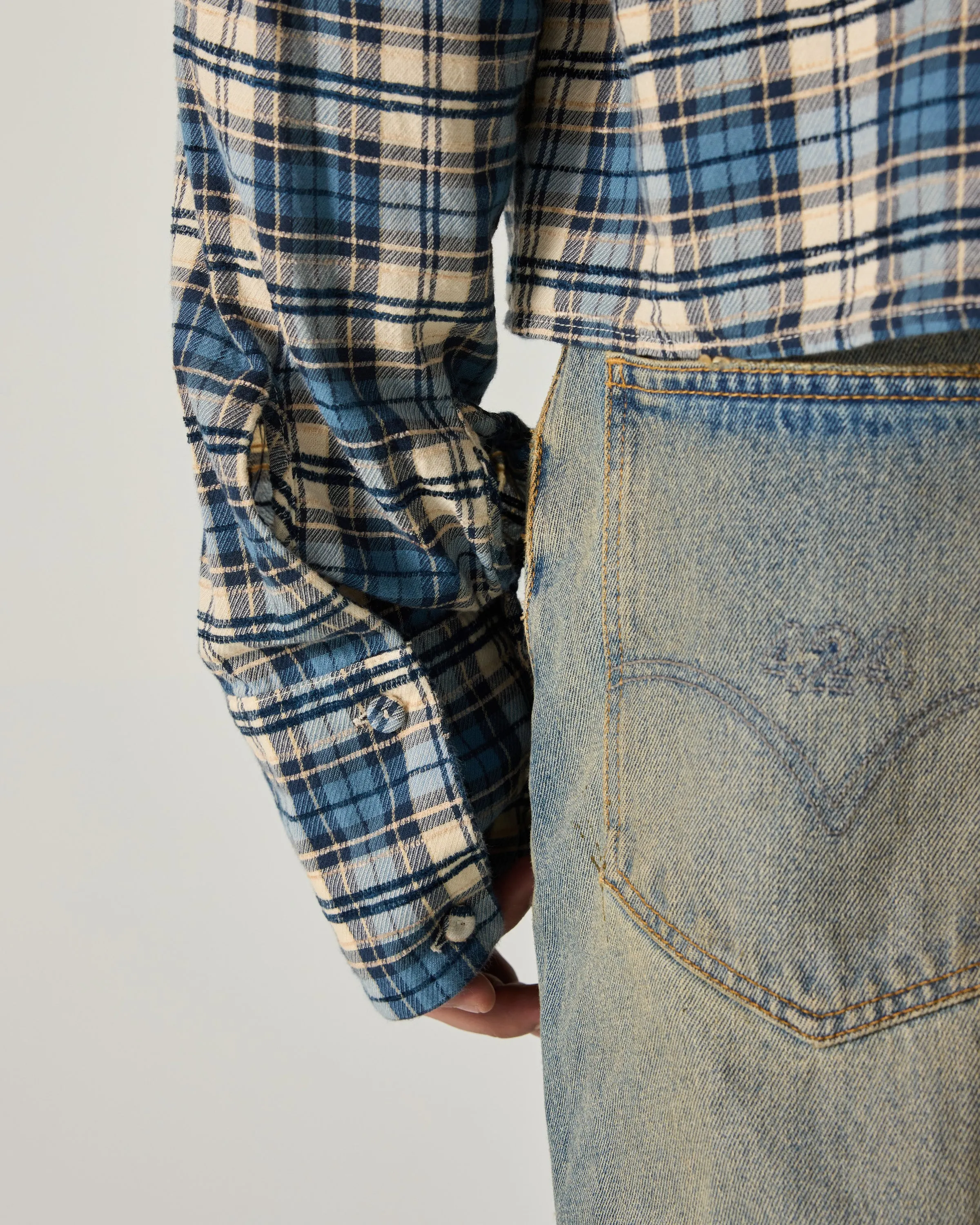 CROPPED SHIRT WITH SHOULDER PAD IN SAND sold by 424 product image thumbnail 5