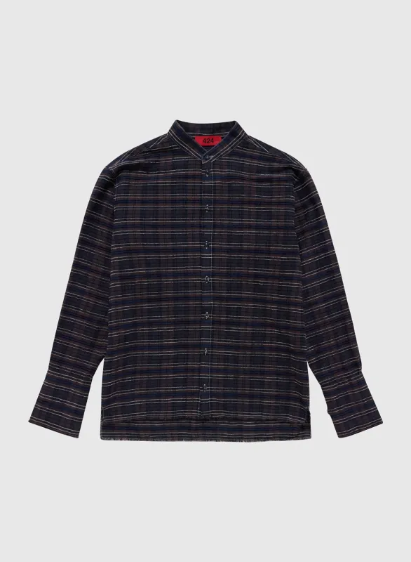 424 FLANNEL SHIRT EMBROIDERED IN BROWN made by 424