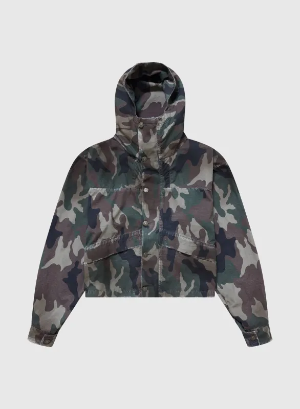 CROPPED PARKA DOUBLE FACED RIP STOP IN GREEN sold by 424