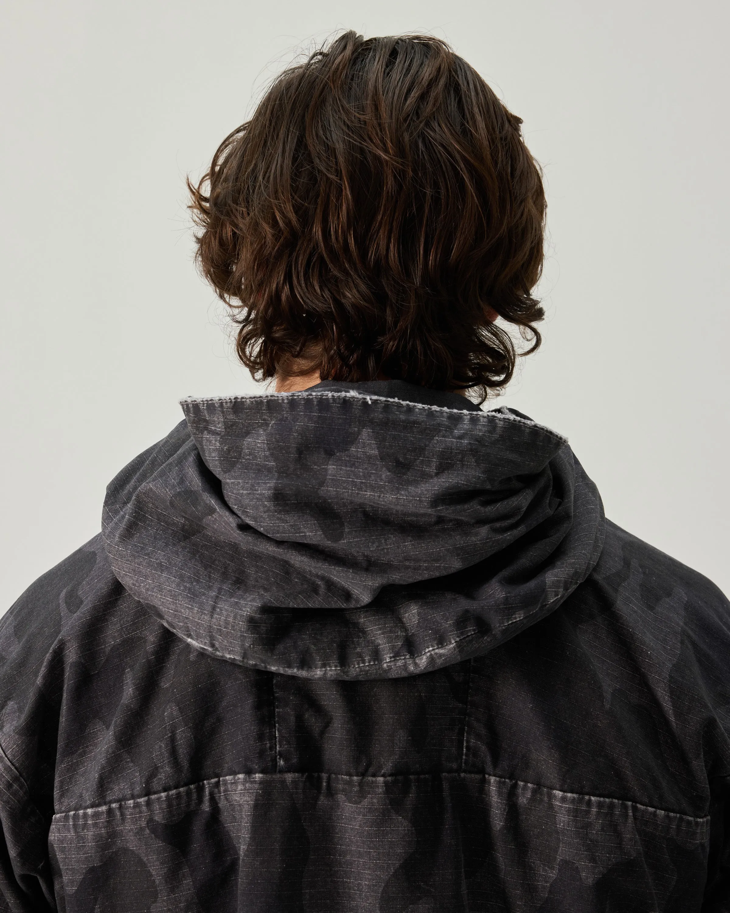 CROPPED PARKA DOUBLE FACED RIP STOP IN BLACK sold by 424 product image thumbnail 5