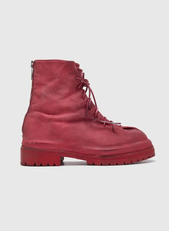 LACED UP MARATHON BOOTS GARMENT DYED IN RED made by 424