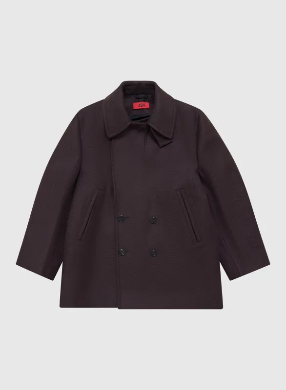 424 PEACOAT WOOL BATAVIA IN BROWN made by 424