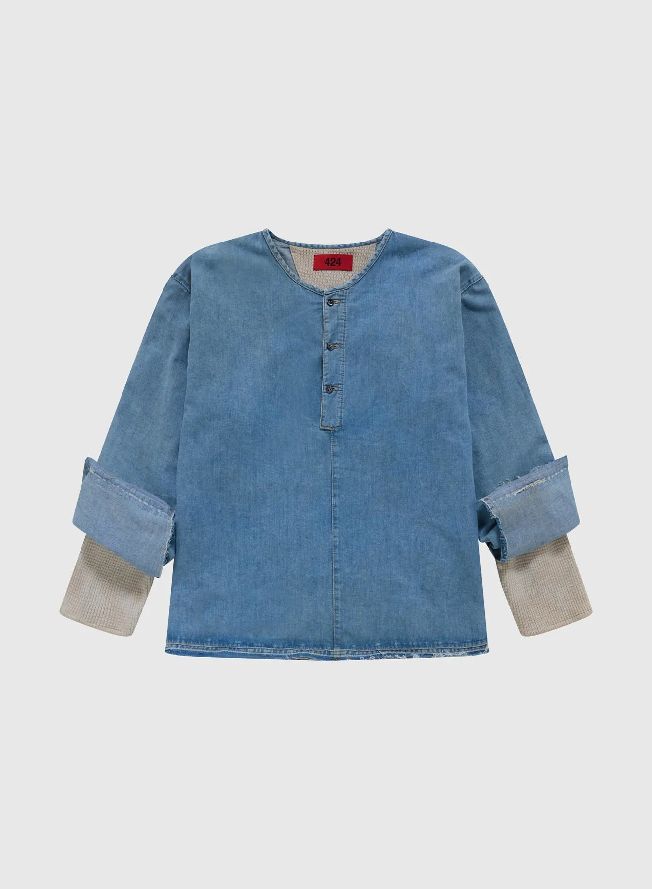 424 HENLEY CHAMBRAY & THERMAL BLEACHED IN BLUE sold by 424 product image thumbnail 2