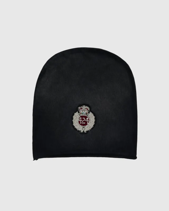 CREST BEANIE JERSEY IN VINTAGE BLACK made by 424