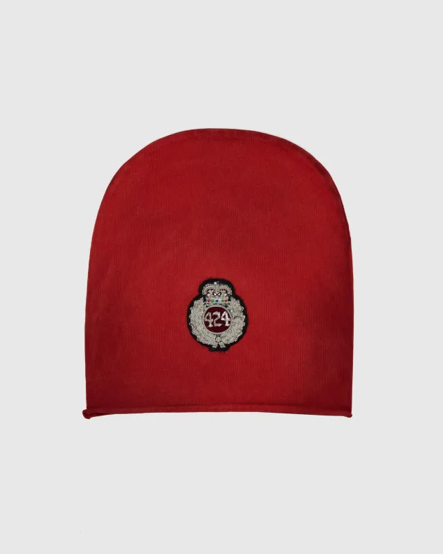 CREST BEANIE JERSEY IN VINTAGE RED made by 424