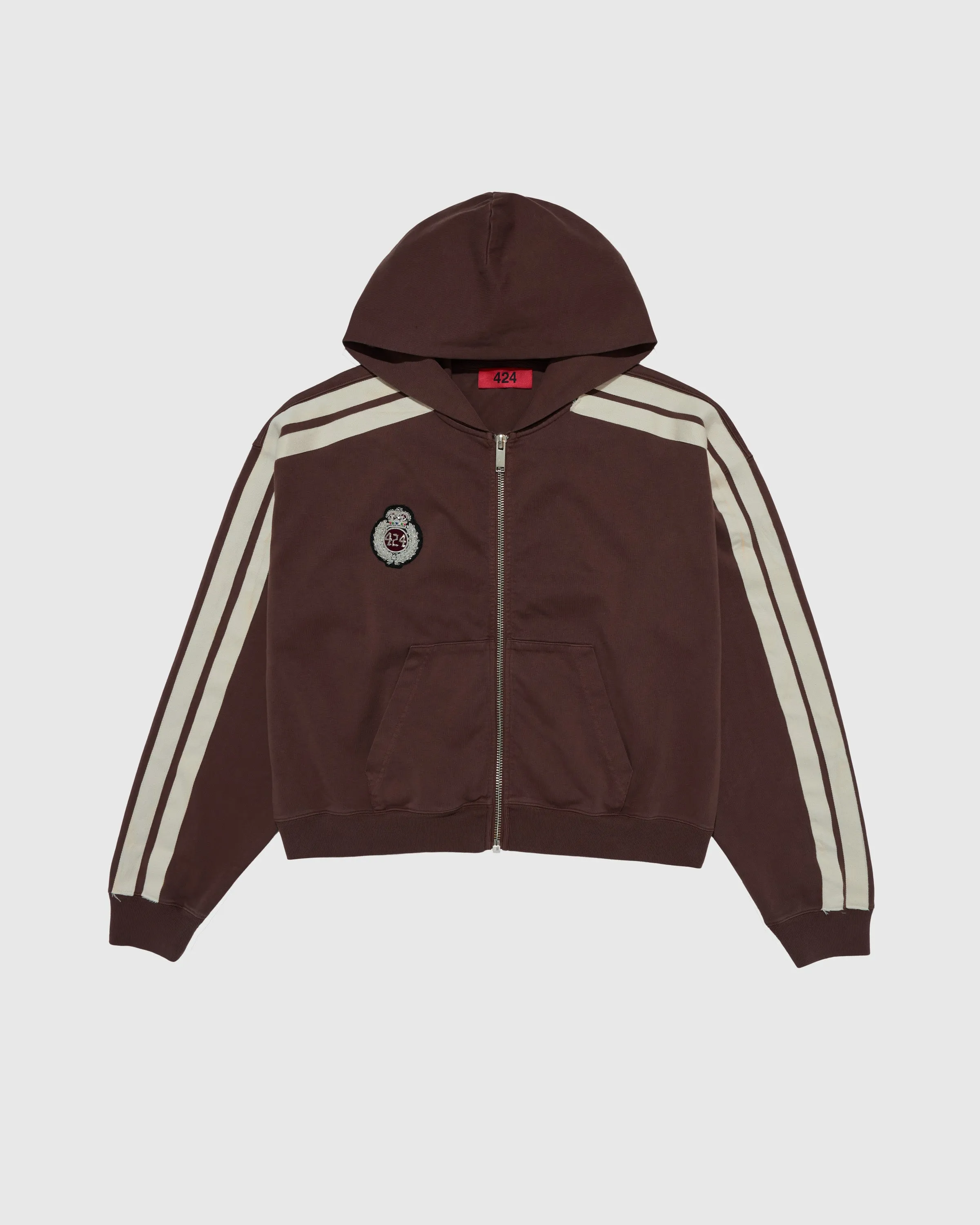 CREST ZIP UP HOODIE BRUSHED FLEECE IN VINTAGE BROWN sold by 424