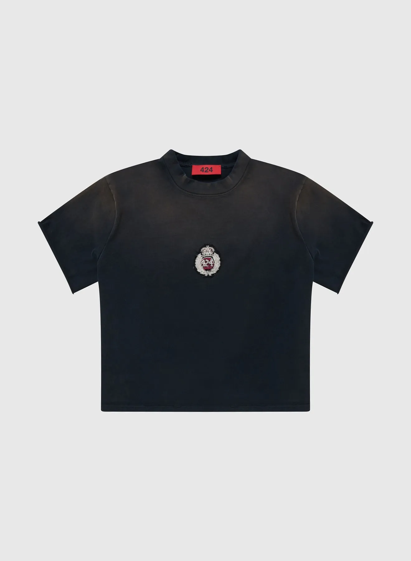 CREST CROPPED SCALLOP TEE JERSEY IN VINTAGE BLACK sold by 424