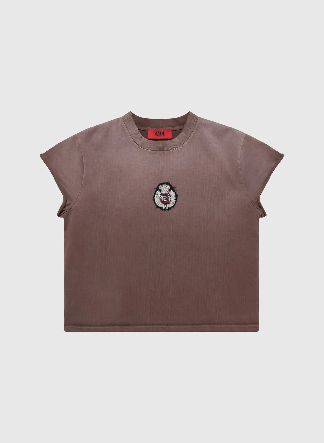 CREST CROPPED SCALLOP TEE JERSEY IN VINTAGE BROWN sold by 424