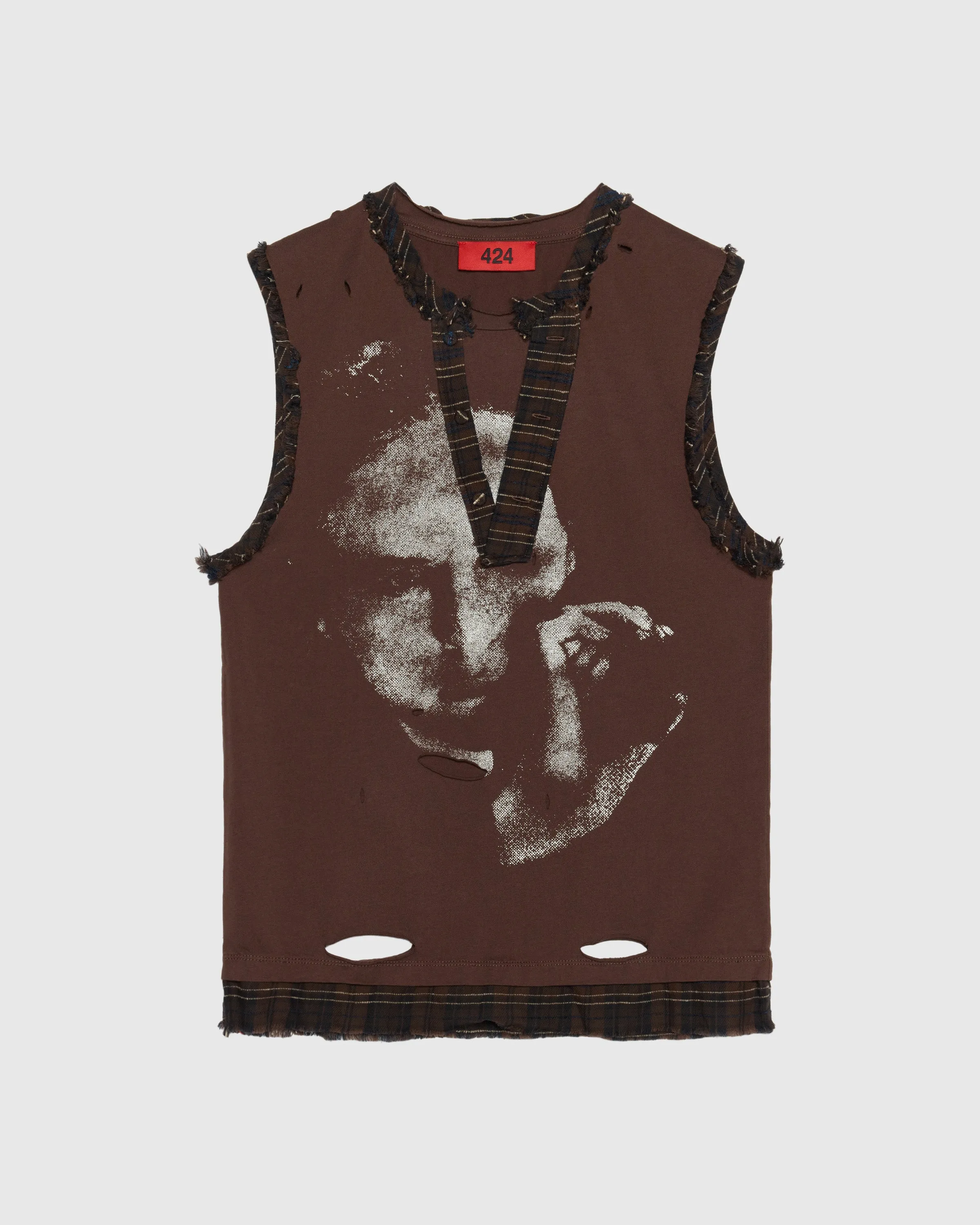 VINTAGE TEE IN WASHED BROWN WITH BROWN FLANNEL sold by 424