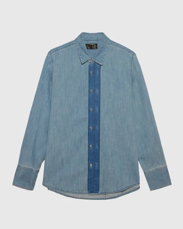 424 REGULAR SHIRT CHAMBRAY BLEACHED IN BLUE made by 424