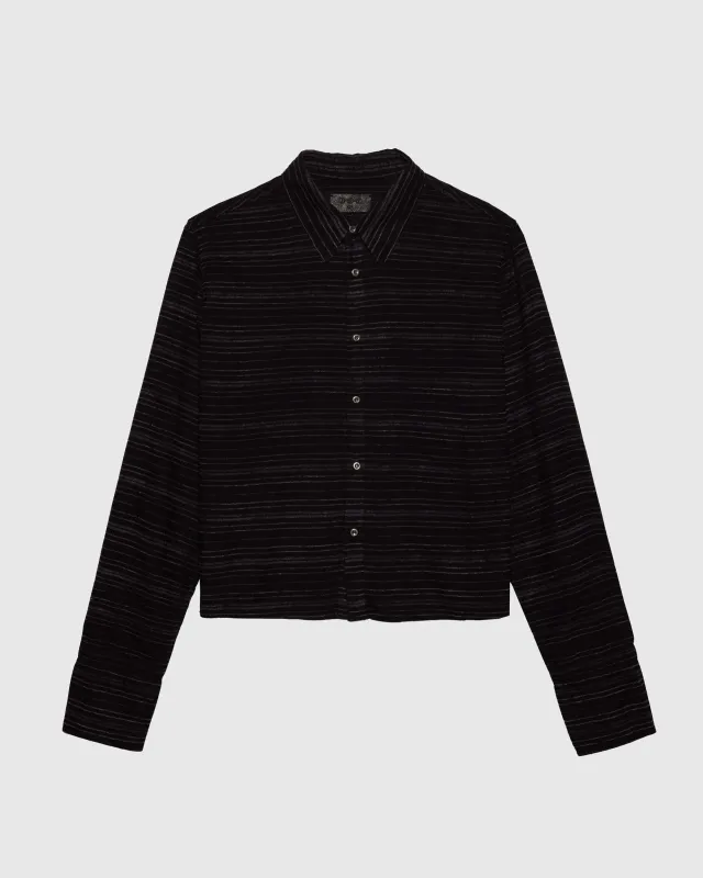 CROPPED SHIRT EMBROIDERED FLANNEL IN BLACK made by 424
