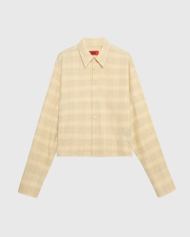 CROPPED SHIRT WITH SHOULDER PAD - TEA WASHING made by 424
