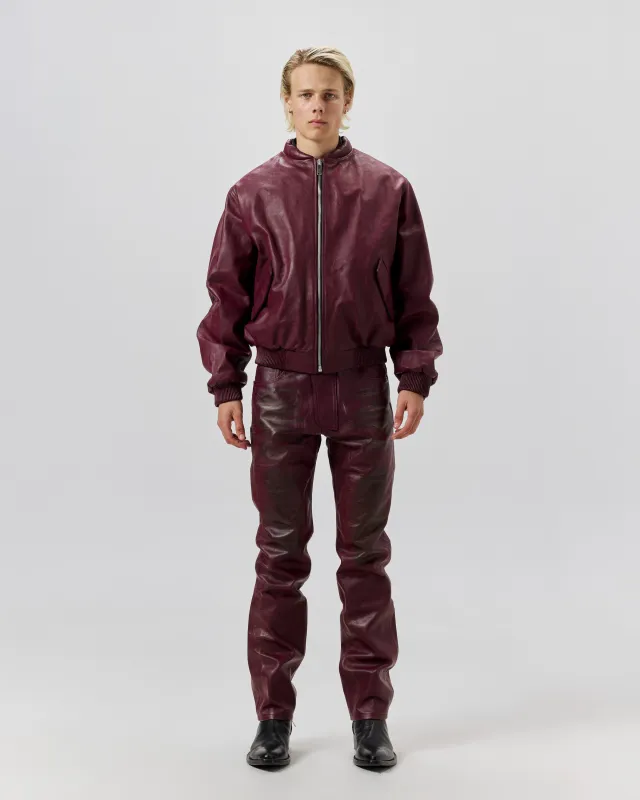 NEW 424 LEATHER BOMBER - PIGEON BLOOD made by 424