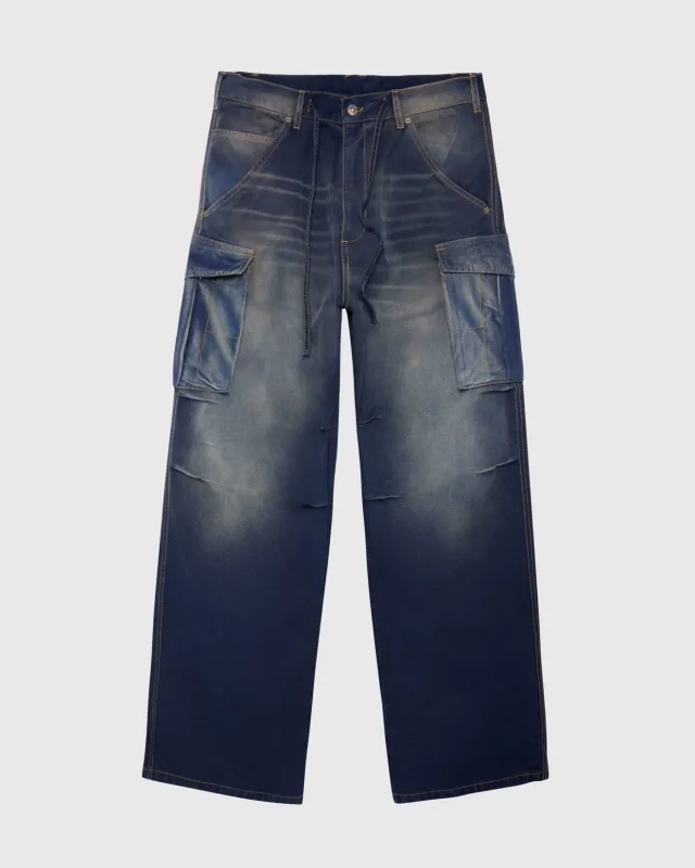 CAMO CARGO PANTS - INDACO DENIM made by 424