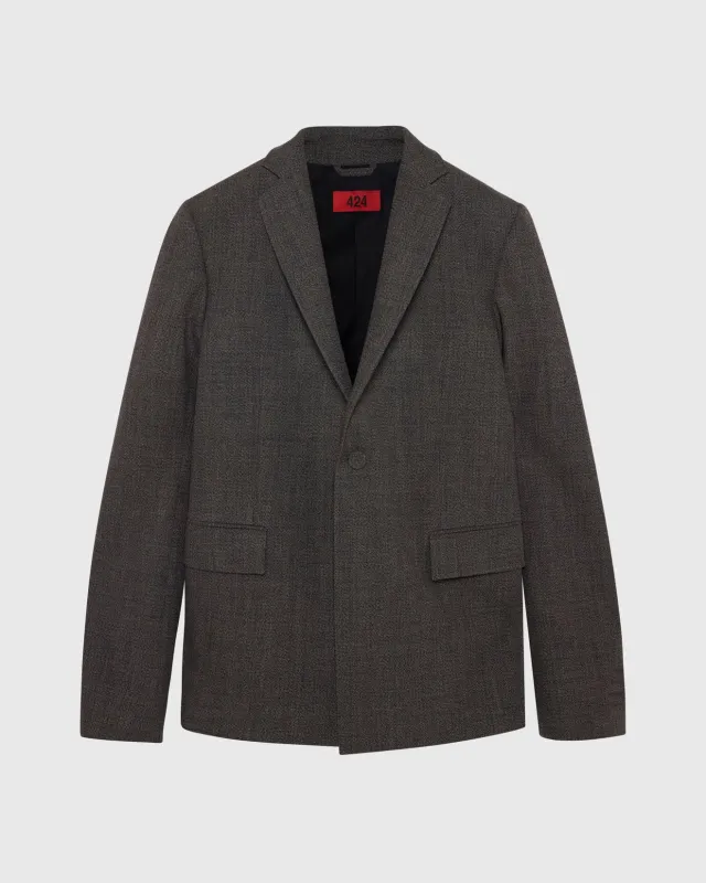 ONE BUTTON BLAZER - BROWN made by 424