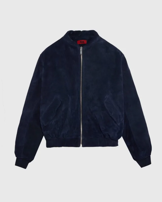 NEW 424 LEATHER BOMBER - MIDNIGHT NAVY made by 424