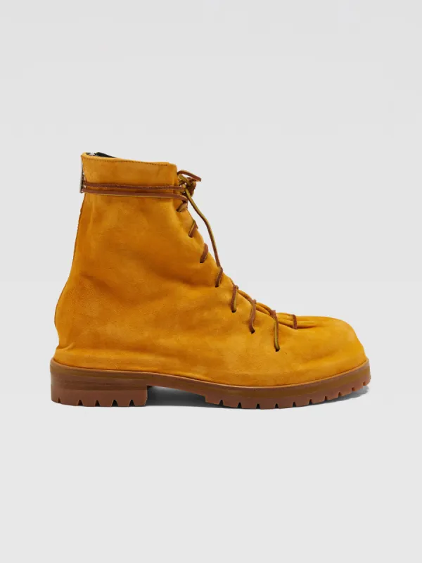 Suede Lace-Up Boots in Orange sold by 424
