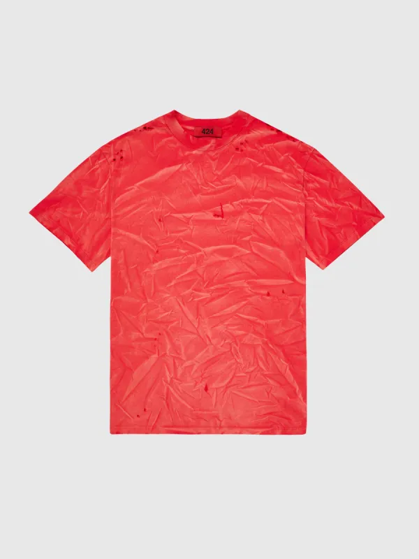 Distressed T-Shirt in Red sold by 424