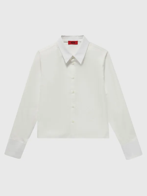 Cropped Shirt in White made by 424