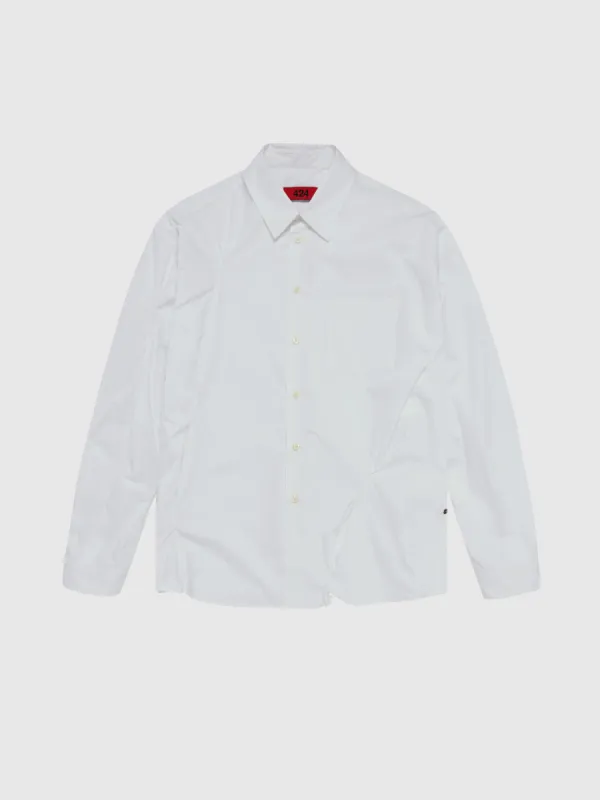 Pleated Button-Up in White sold by 424