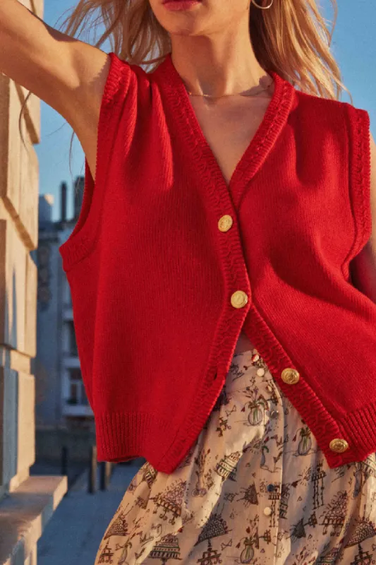 Red Constant vest made by Balzac Paris