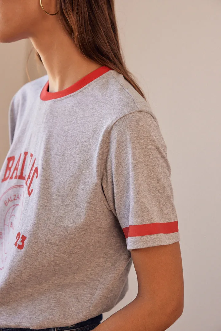 Bree Balzac Paris 2023 gray and red t-shirt sold by Balzac Paris product image thumbnail 3