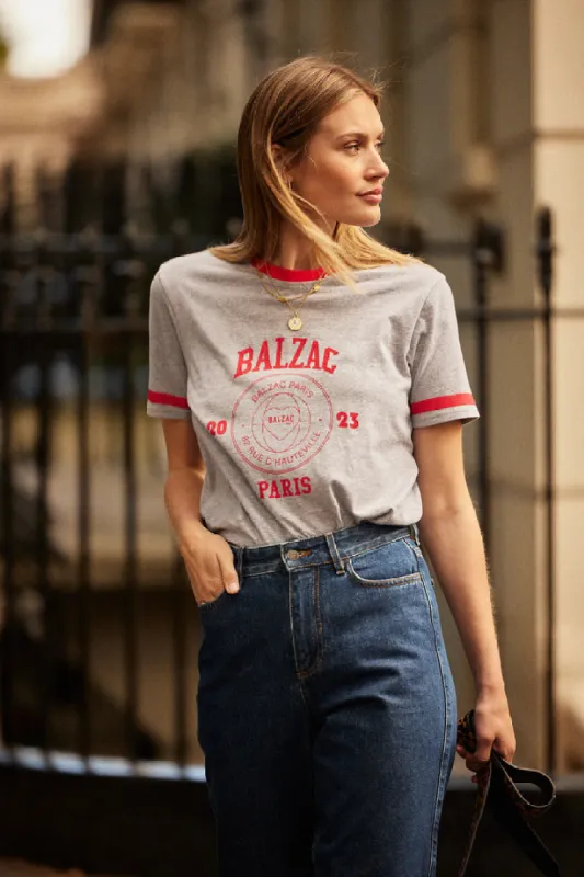 Bree Balzac Paris 2023 gray and red t-shirt sold by Balzac Paris