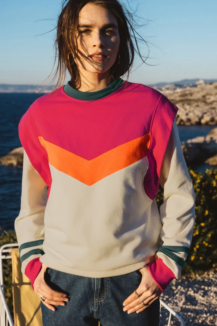 Fabulous pink and orange sweatshirt sold by Balzac Paris