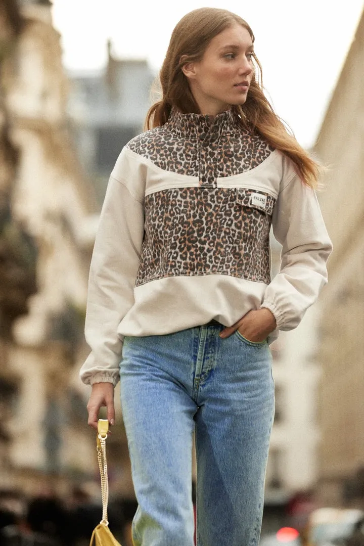 Prévert ecru and leopard sweatshirt sold by Balzac Paris product image thumbnail 4