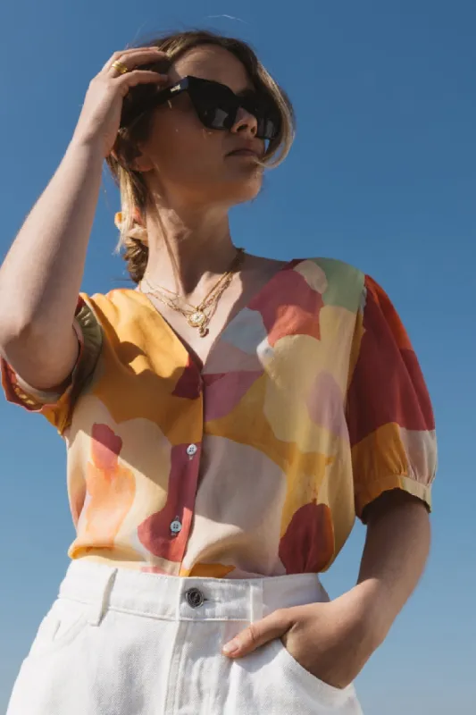 Cabane watercolor print shirt sold by Balzac Paris