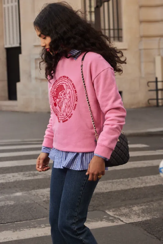 Harlow Wish me luck pink and red sweatshirt made by Balzac Paris