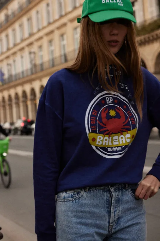 Navy Crab Harlow Sweatshirt made by Balzac Paris