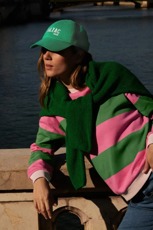 Harlow pink and green striped sweatshirt made by Balzac Paris