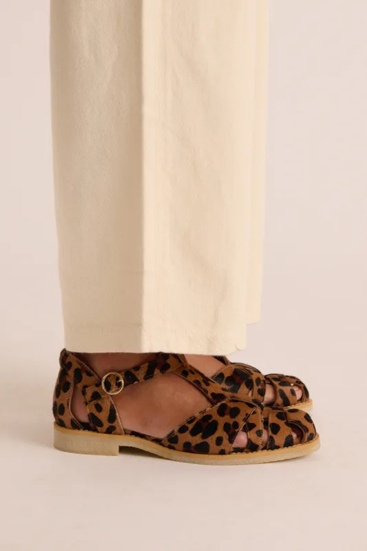 Écume pony sandals coffee leopard sold by Balzac Paris